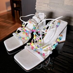 Beaded lace up heels